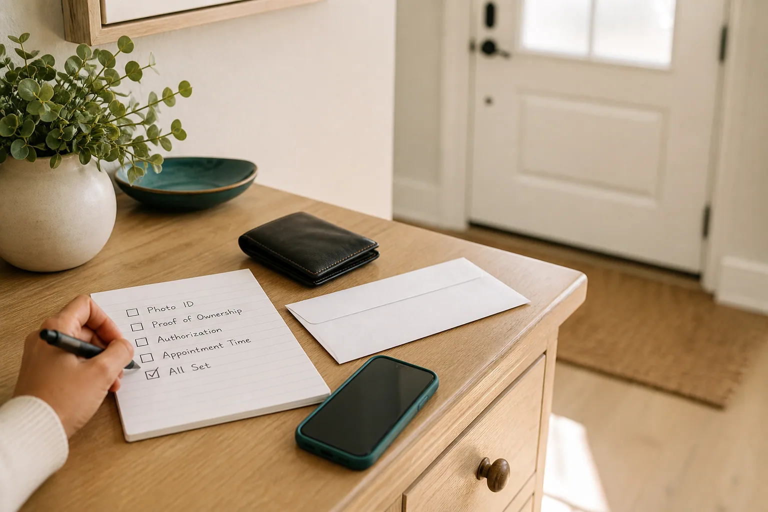 Homeowner organizing the details needed for an authorization check